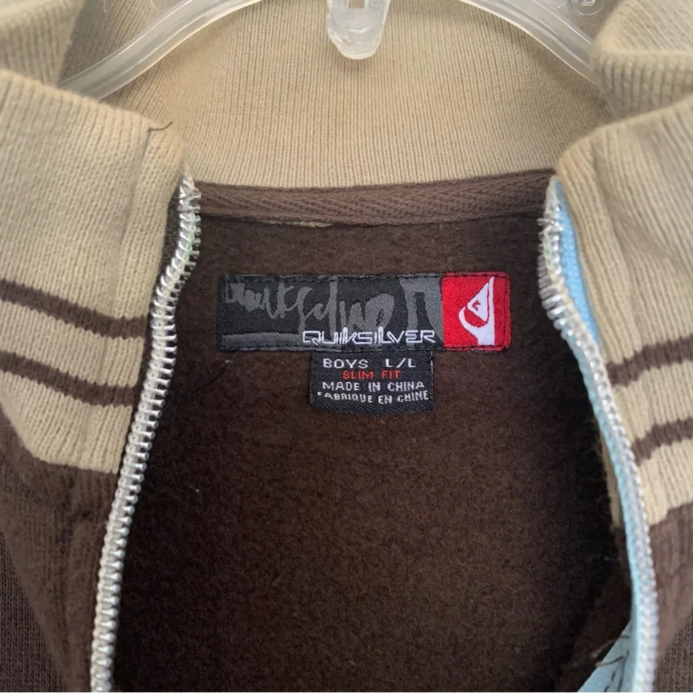 Quicksilver Boys Large Brown and Tan Zip-up Jacket